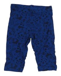 Modro-čierne kvetované crop legíny Lupilu