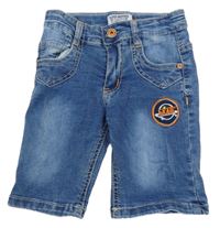 Modré rifľové kraťasy s nášivkou