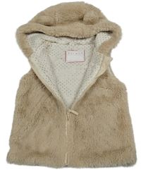 Svetlobéžová kožušinová podšitá vesta s kapucňou Nutmeg