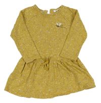 Okrové kvetované teplákové šaty s vosou next