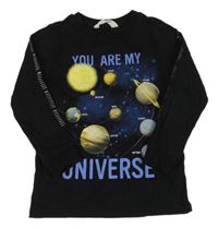 Černé pyžamové triko s planetami H&M