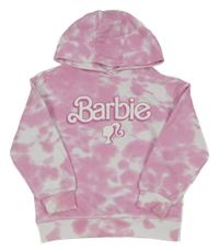 Ružovo-biela vzorovaná mikina s nápisom a kapucí - Barbie Primark