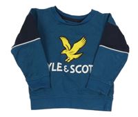 Petrolejovo-čierna mikina s logom Lyle&Scott