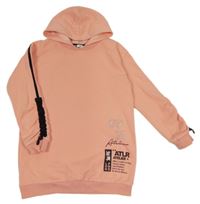 Růžová šatová mikina s nápisy a kapucí River Island