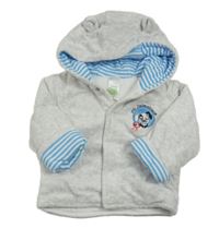 Svetlosivá zamatová zateplená prepínaci mikina s dalmatinem a kapucňou C&A