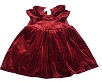 Vínové sametové šaty s límečkem H&M