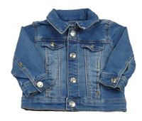 Modrá tepláková rifľová bunda s nápisom PRIMARK