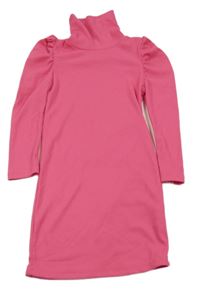 Ružové rebrované šaty s rolákom Shein