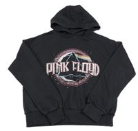 Tmavosivá crop mikina s nápisom a kapucí - Pink Floyd