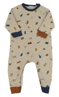 Béžovo-tmavomodro-hnědý teplákový vzorovaný overal Next