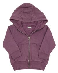 Fialová propínací mikina s palmou a kapucí Next