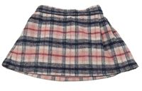 Ružovo-tmavomodrá kockovaná vlnená sukňa F&F