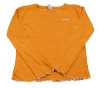 Oranžové rebrované tričko so srdiečkami Yigga