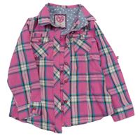 Růžovo-bílo-modrá kostkovaná košile C&A