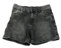 Tmavosivé rifľové kraťasy s vyšúchaním Zeeman