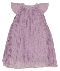 Lila květované šifonové plisované šaty C&A