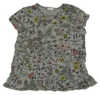Šedo-barevné květované tričko H&M