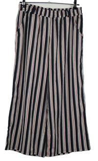 Dámske čierno-bielo-oranžové pruhované culottes nohavice Gina Benotti