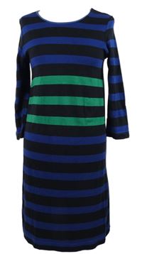 Dámské černo-modro-zelené pruhované šaty Tchibo 