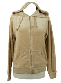 Dámska béžová zamatová prepínaci mikina s kapucňou Ethel Austin