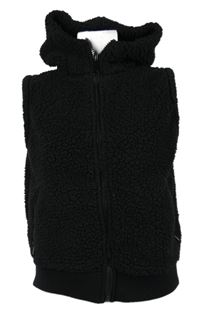 Dámská černá huňatá vesta s kapucí Atmosphere 