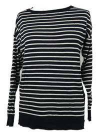 Nové - Dámsky čierno-biely pruhovaný ľahký sveter Primark