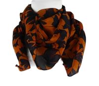 Dámský tmavomodro-oranžový květovaný šátek