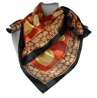 Dámský červeno-žluto-černý srdíčkovaný šátek 