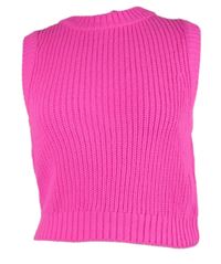 Nové - Dámská neonově růžová crop svetrová vesta Primark 