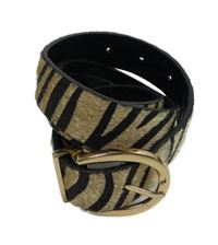 Dámsky čierno-béžový vzorovaný koženkový opasok