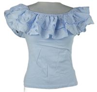 Nové - Dámské světlemodré tričko s volánky H&M