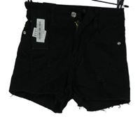 Nové - Dámské černé riflové kraťasy s prošoupáním 