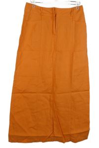 Dámska oranžová ľanová midi sukňa