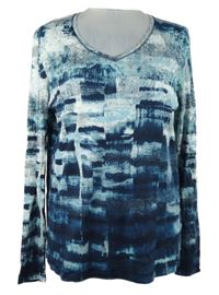 Dámské tmavomodro-bílé vzorované triko s cvočky Olsen 