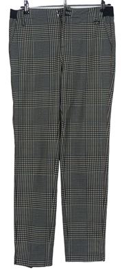 Dámske čierno-hnedé vzorované nohavice