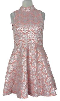 Dámske ružovo-stříbné vzorované šaty Miss Selfridge