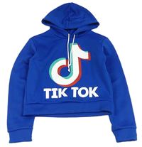 Modrá crop mikina Tik Tok s kapucí 