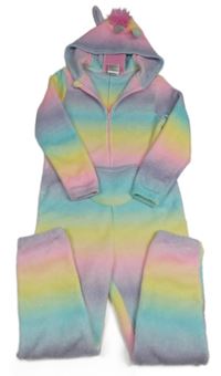Barevná chlupatá kombinéza s kapucí - jednorožec H&M