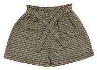 Béžovo-čierno-sivé vzorované kraťasy s opaskom Nutmeg