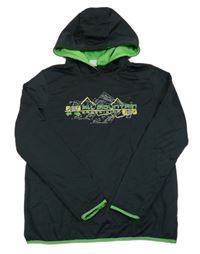 Antracitová športová mikina s potlačou a kapucňou Pocopiano