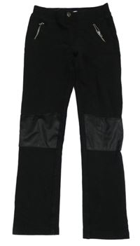 Černé tregíny s koženkou a zipem H&M