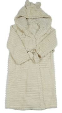 Smotanový chlpatý rebrovaný župan s kapucňou Mothercare