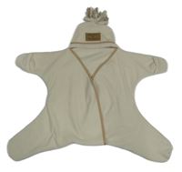 Smetanová fleecová zavinovací deka do autosedačky s kapucí