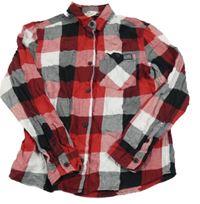 Červeno-čierno-biela kockovaná košeľa H&M