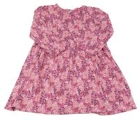 Růžové bavlněné šaty s kytičkami Kiki&Koko