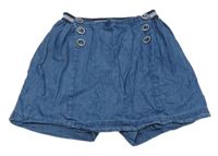 Modré sukňové kraťasy riflového vzhledu