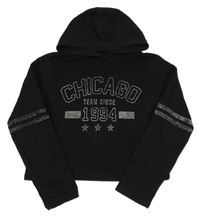 Čierna crop mikina s nápisom a kapucňou C&A