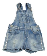 Modré riflové laclové kraťasy s flitry 