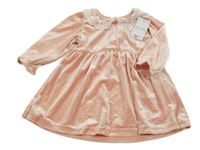 Nové - svetloružové zamatové šaty