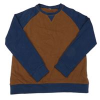 Hnedo-modrá tenká mikina